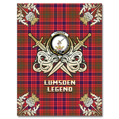Clan Lumsden Modern Tartan Gold Courage Symbol Blanket OW94 Clan Lumsden Tartan Today