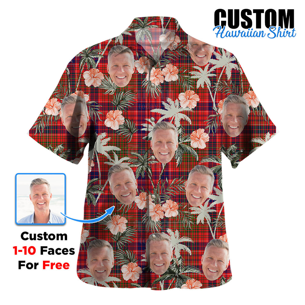 Clan Lumsden Modern Tartan Custom Face Hawaiian Shirt – Unisex Gift for Family Members, Summer Party HA39 Lumsden Modern Tartan Tartan Hawaii Shirt