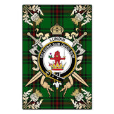 Clan Lundin Tartan Crest Black Garden Flag - Gold Thistle PD31 Clan Lundin Tartan Today