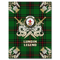 Clan Lundin Tartan Gold Courage Symbol Blanket IJ46 Clan Lundin Tartan Today
