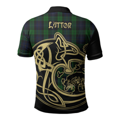 Clan Lutton Tartan Polo Shirt Viking Wolf DE90 Lutton Tartan Tartan Polo