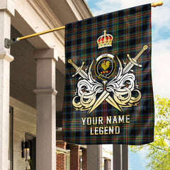 Custom Name Clan Lyle Tartan Garden Flag with Clan Crest and the Golden Sword of Courageous Legacy JO43