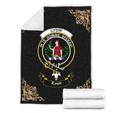 Clan Lyon Crest Tartan Premium Blanket Black YL98 Clan Hall Tartan Today