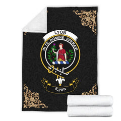 Clan Lyon Crest Tartan Premium Blanket Black YL98 Clan Hall Tartan Today