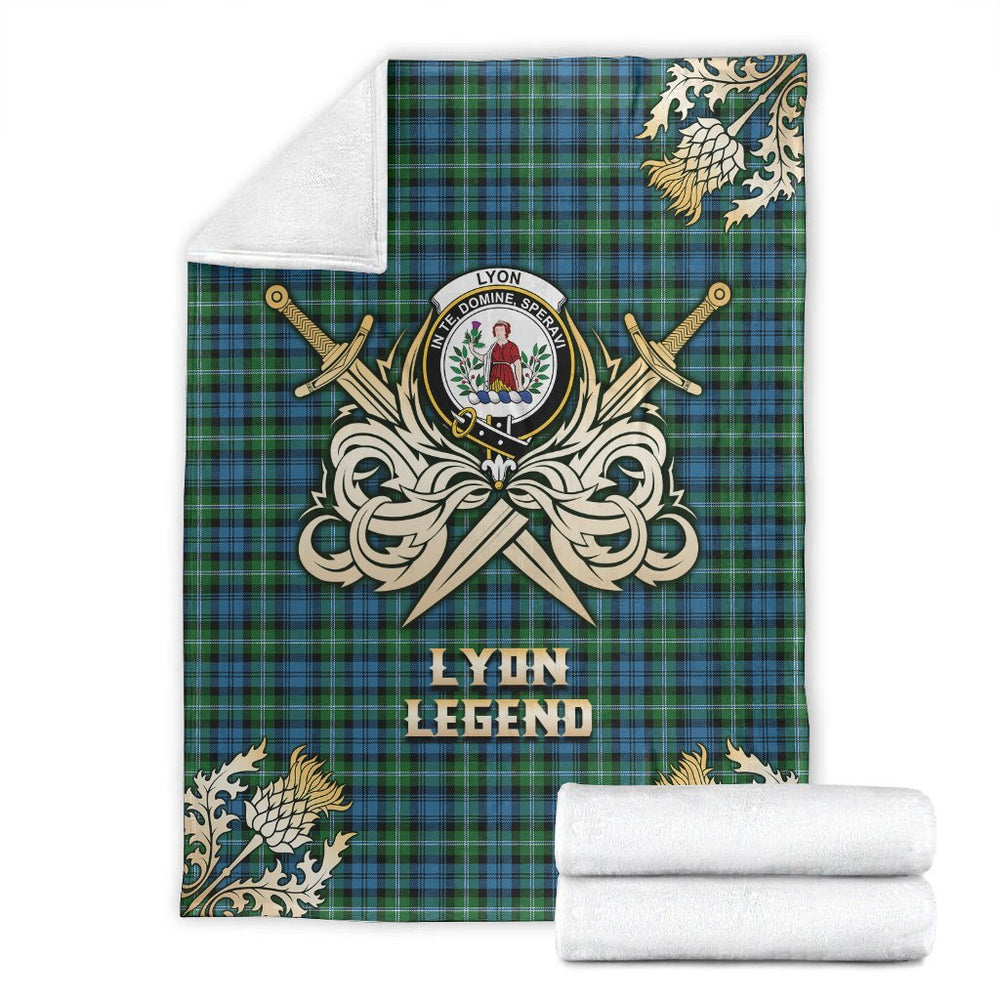 Clan Lyon Tartan Gold Courage Symbol Blanket BG21 Clan Hall Tartan Today
