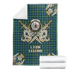 Clan Lyon Tartan Gold Courage Symbol Blanket BG21 Clan Hall Tartan Today