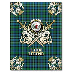Clan Lyon Tartan Gold Courage Symbol Blanket BG21 Clan Hall Tartan Today