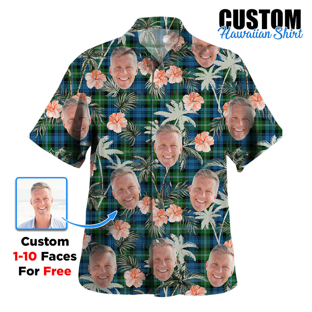 Clan Lyon Tartan Custom Face Hawaiian Shirt – Unisex Gift for Family Members, Summer Party ET92 Lyon Tartan Tartan Hawaii Shirt