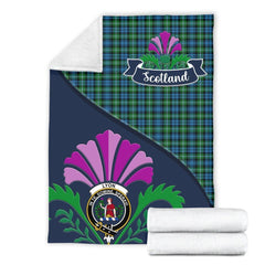 Clan Lyon Tartan Crest Premium Blanket Thistle Style QA17 Clan Hall Tartan Today