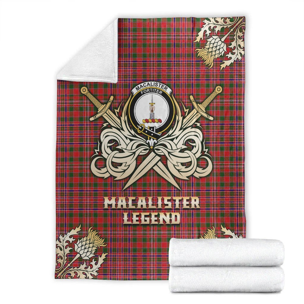 Clan MacAlister Modern Tartan Gold Courage Symbol Blanket AB47 Clan MacAlister Tartan Today