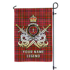 Custom Name Clan MacAlister Modern Tartan Garden Flag with Clan Crest and the Golden Sword of Courageous Legacy KS73