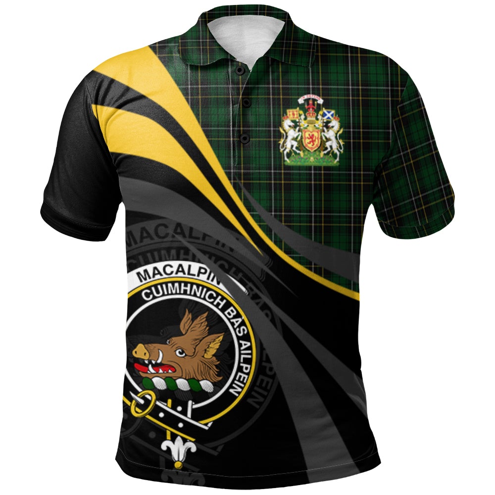 Clan MacAlpin (MacAlpine) 01 Tartan Polo Shirt - Royal Coat Of Arms Style MG52 MacAlpin (MacAlpine) 01 Tartan Tartan Polo