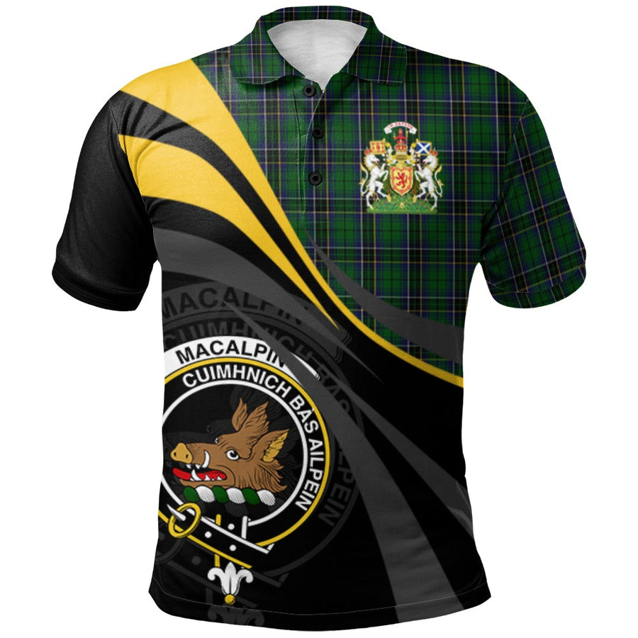 Clan MacAlpin (MacAlpine) 02 Tartan Polo Shirt - Royal Coat Of Arms Style QD38 MacAlpin (MacAlpine) 02 Tartan Tartan Polo