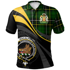Clan MacAlpin (MacAlpine) Modern Tartan Polo Shirt - Royal Coat Of Arms Style PX51 MacAlpin (MacAlpine) Modern Tartan Tartan Polo