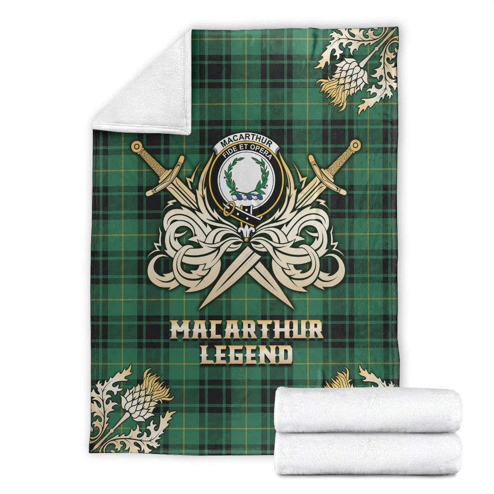 Clan MacArthur Ancient Tartan Gold Courage Symbol Blanket TD11 Clan MacArthur Tartan Today