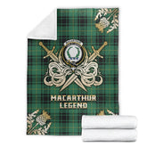 Clan MacArthur Ancient Tartan Gold Courage Symbol Blanket TD11 Clan MacArthur Tartan Today