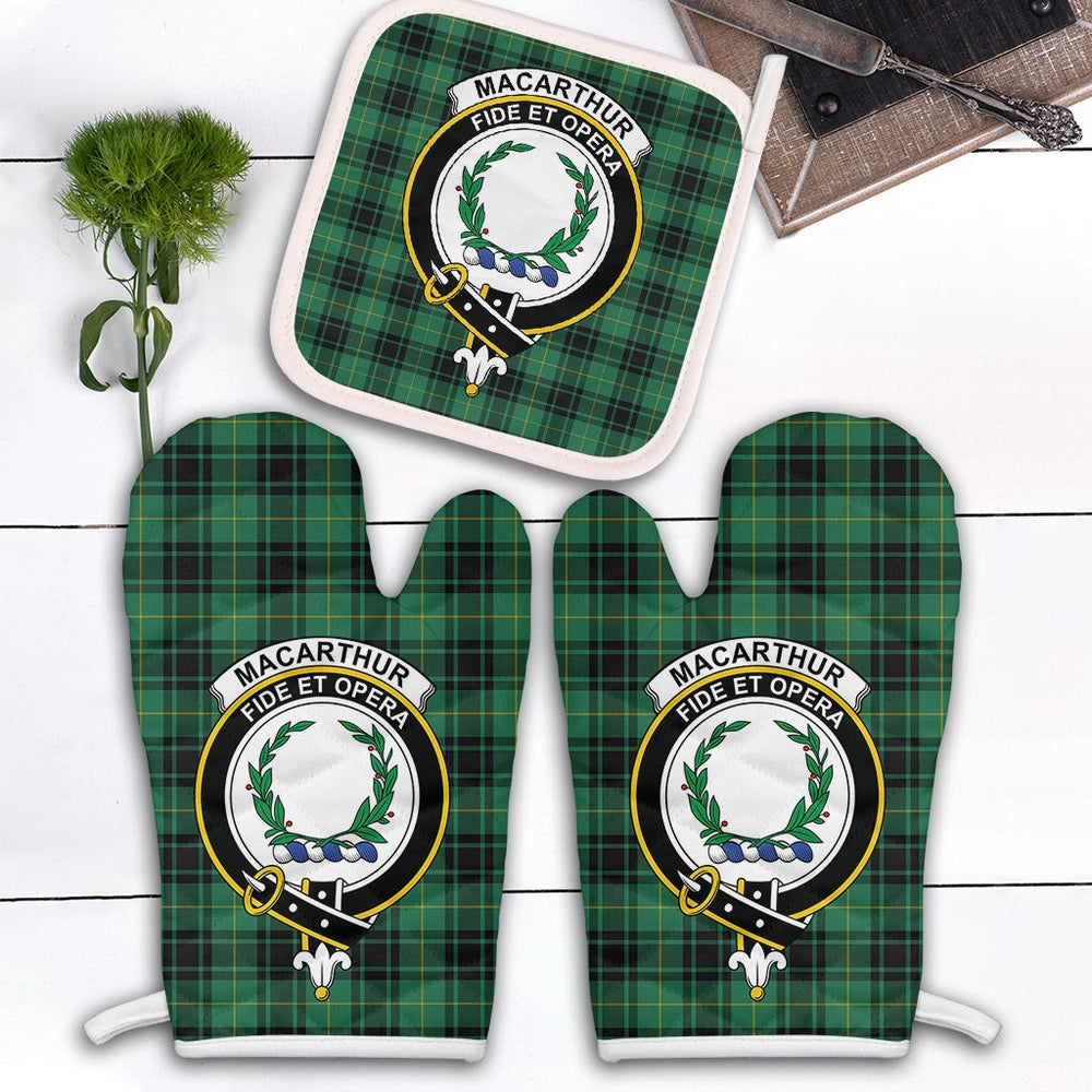 Clan MacArthur Ancient Tartan Crest Oven Mitt And Pot Holder (2 Oven Mitts + 1 Pot Holder) IH26 Clan MacArthur Tartan Today