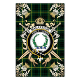 Clan MacArthur Modern Tartan Crest Black Garden Flag - Gold Thistle XS68 Clan MacArthur Tartan Today