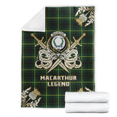 Clan MacArthur Modern Tartan Gold Courage Symbol Blanket MI44 Clan MacArthur Tartan Today