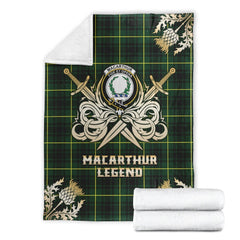 Clan MacArthur Modern Tartan Gold Courage Symbol Blanket MI44 Clan MacArthur Tartan Today