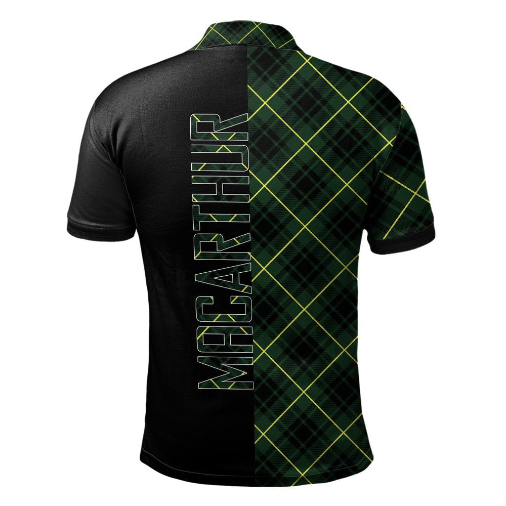 Clan MacArthur Modern Tartan Polo Shirt Half of Me - Cross Style WB68 MacArthur Modern Tartan Tartan Polo
