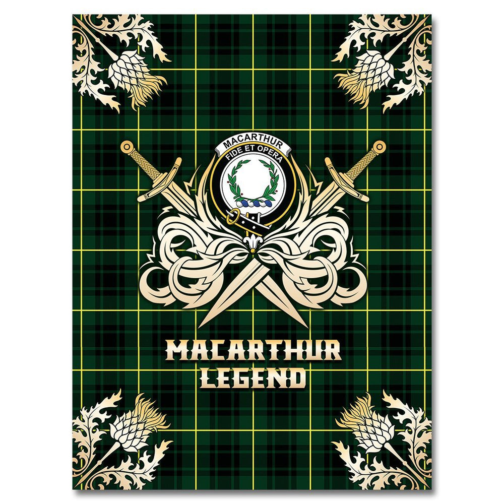 Clan MacArthur Modern Tartan Gold Courage Symbol Blanket MI44 Clan MacArthur Tartan Today