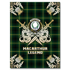 Clan MacArthur Modern Tartan Gold Courage Symbol Blanket MI44 Clan MacArthur Tartan Today