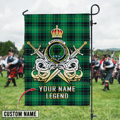 Personalized Custom Name Clan MacArthur Ancient Tartan Garden Flag with Clan Crest and the Golden Sword of Courageous Legacy FX13 - MacArthur Ancient Tartan Design, Scottish Heritage Gift