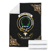 Clan MacArthur (or Arthur) Crest Tartan Premium Blanket Black TY77 Clan MacArthur Tartan Today