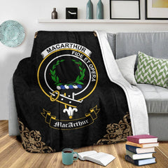 Clan MacArthur (or Arthur) Crest Tartan Premium Blanket Black TY77 Clan MacArthur Tartan Today