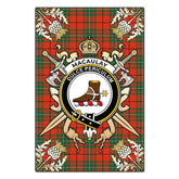Clan MacAulay Ancient Tartan Crest Black Garden Flag - Gold Thistle NC34 Clan MacAulay Tartan Today