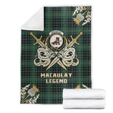 Clan MacAulay Hunting Ancient Tartan Gold Courage Symbol Blanket VM45 Clan MacAulay Tartan Today