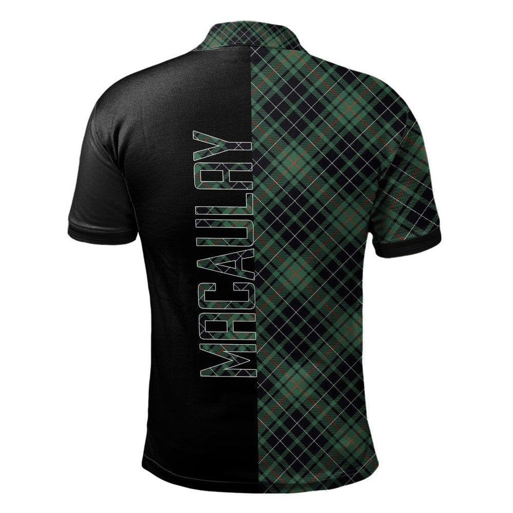 Clan MacAulay Hunting Ancient Tartan Polo Shirt Half of Me - Cross Style UN42 MacAulay Hunting Ancient Tartan Tartan Polo