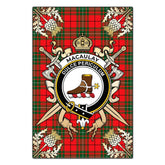 Clan MacAulay Modern Tartan Crest Black Garden Flag - Gold Thistle SQ27 Clan MacAulay Tartan Today