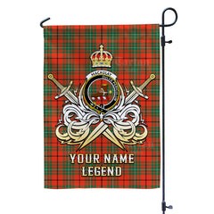 Custom Name Clan MacAulay Ancient Tartan Garden Flag with Clan Crest and the Golden Sword of Courageous Legacy UR25