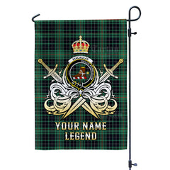 Custom Name Clan MacAulay Hunting Ancient Tartan Garden Flag with Clan Crest and the Golden Sword of Courageous Legacy ZR36