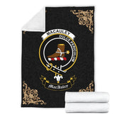 Clan MacAuley Crest Tartan Premium Blanket Black VL99 Clan Hall Tartan Today