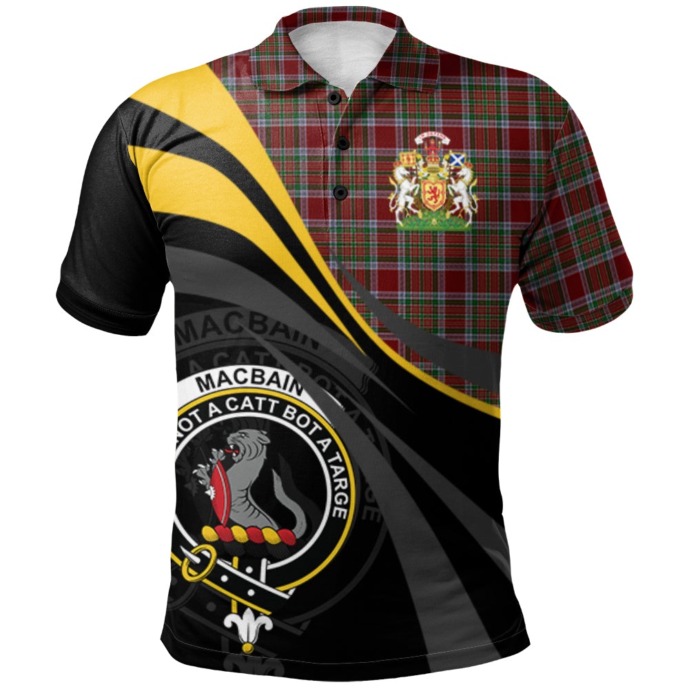 Clan MacBain Chief Tartan Polo Shirt - Royal Coat Of Arms Style FM95 MacBain Chief Tartan Tartan Polo