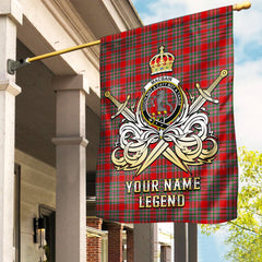 Custom Name Clan MacBain Tartan Garden Flag with Clan Crest and the Golden Sword of Courageous Legacy PS25