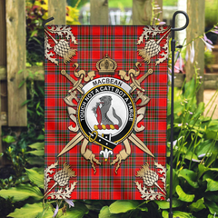 Clan MacBean Tartan Crest Black Garden Flag - Gold Thistle EL20 Clan MacBean Tartan Today