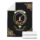 Clan MacBrayne Crest Tartan Premium Blanket Black IV44 Clan Hall Tartan Today