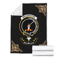 Clan MacBrayne Crest Tartan Premium Blanket Black IV44 Clan Hall Tartan Today