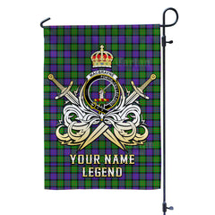 Custom Name Clan MacBrayne Tartan Garden Flag with Clan Crest and the Golden Sword of Courageous Legacy HQ80