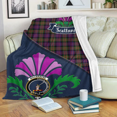 Clan MacBrayne Tartan Crest Premium Blanket Thistle Style SW69 Clan Hall Tartan Today