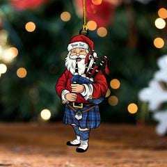 MacCallie Modern Tartan Wood Acrylic Ornament Santa Personalized