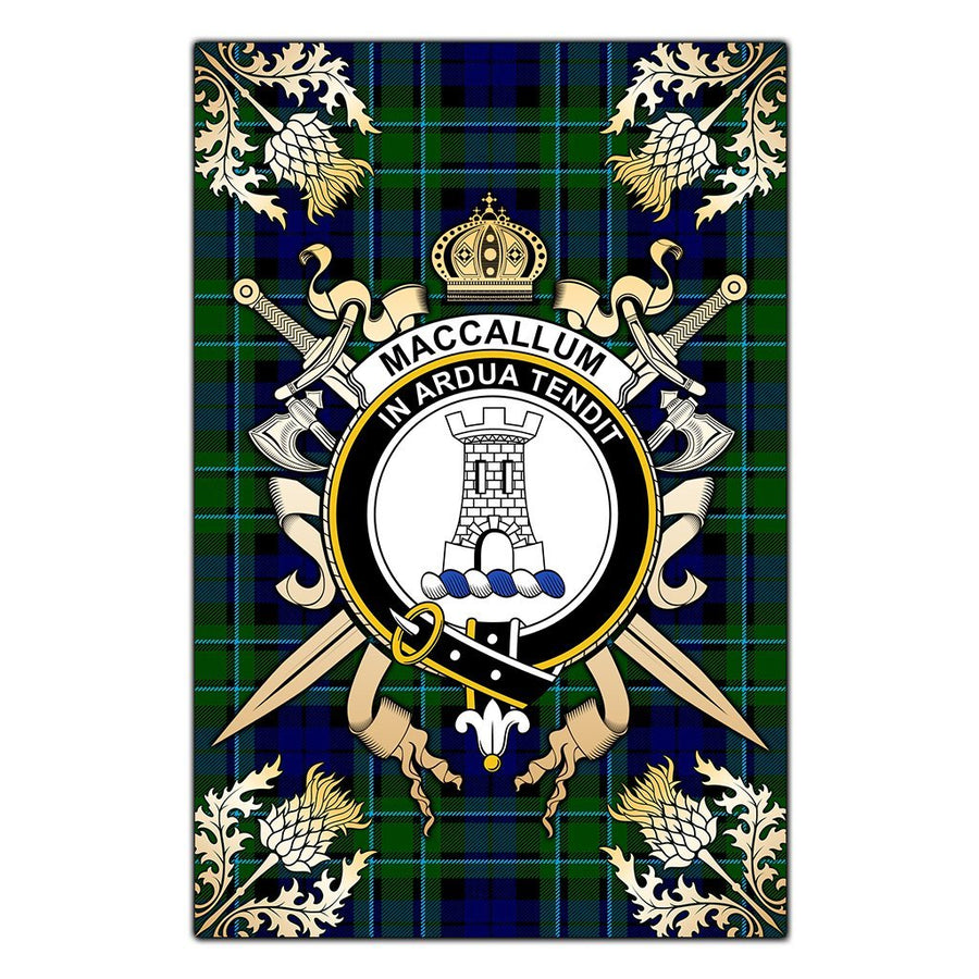 Clan MacCallum Modern Tartan Crest Black Garden Flag