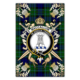 Clan MacCallum Modern Tartan Crest Black Garden Flag - Gold Thistle CH95 Clan MacCallum Tartan Today