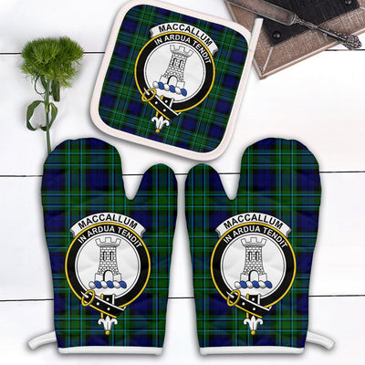 Clan MacCallum Modern Tartan Crest Oven Mitt And Pot Holder (2 Oven Mitts + 1 Pot Holder)