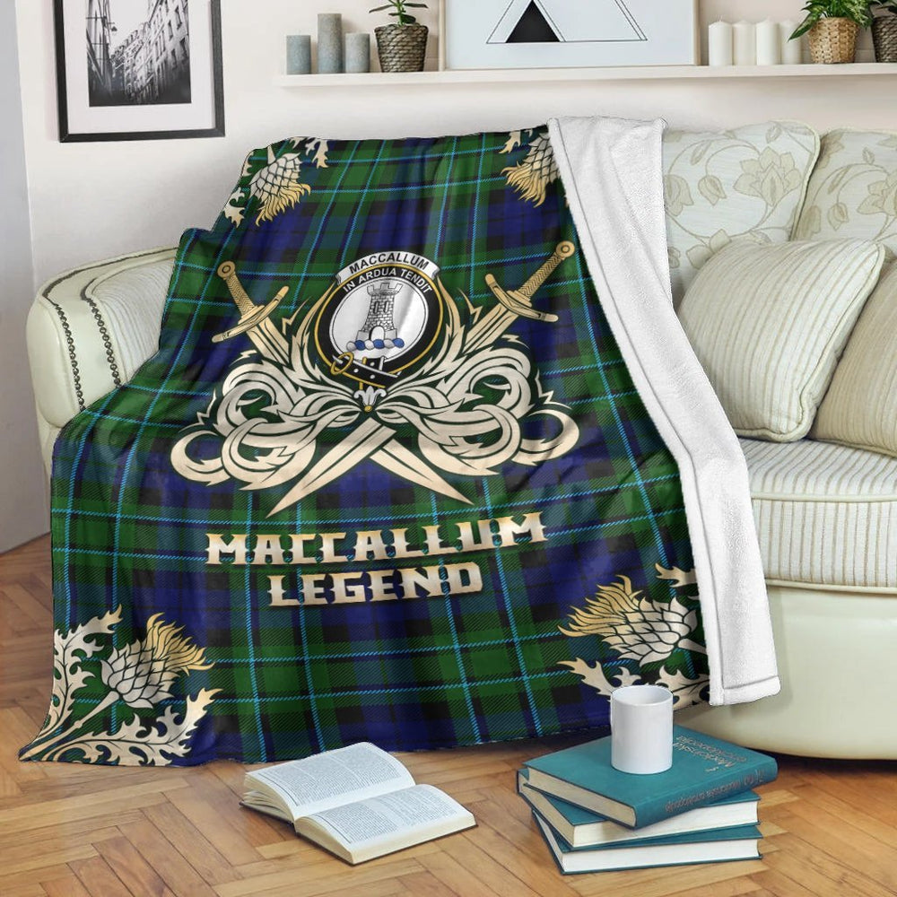 Clan MacCallum Modern Tartan Gold Courage Symbol Blanket WQ33 Clan MacCallum Tartan Today