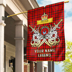 Custom Name Clan MacColl Modern Tartan Garden Flag with Clan Crest and the Golden Sword of Courageous Legacy DF31